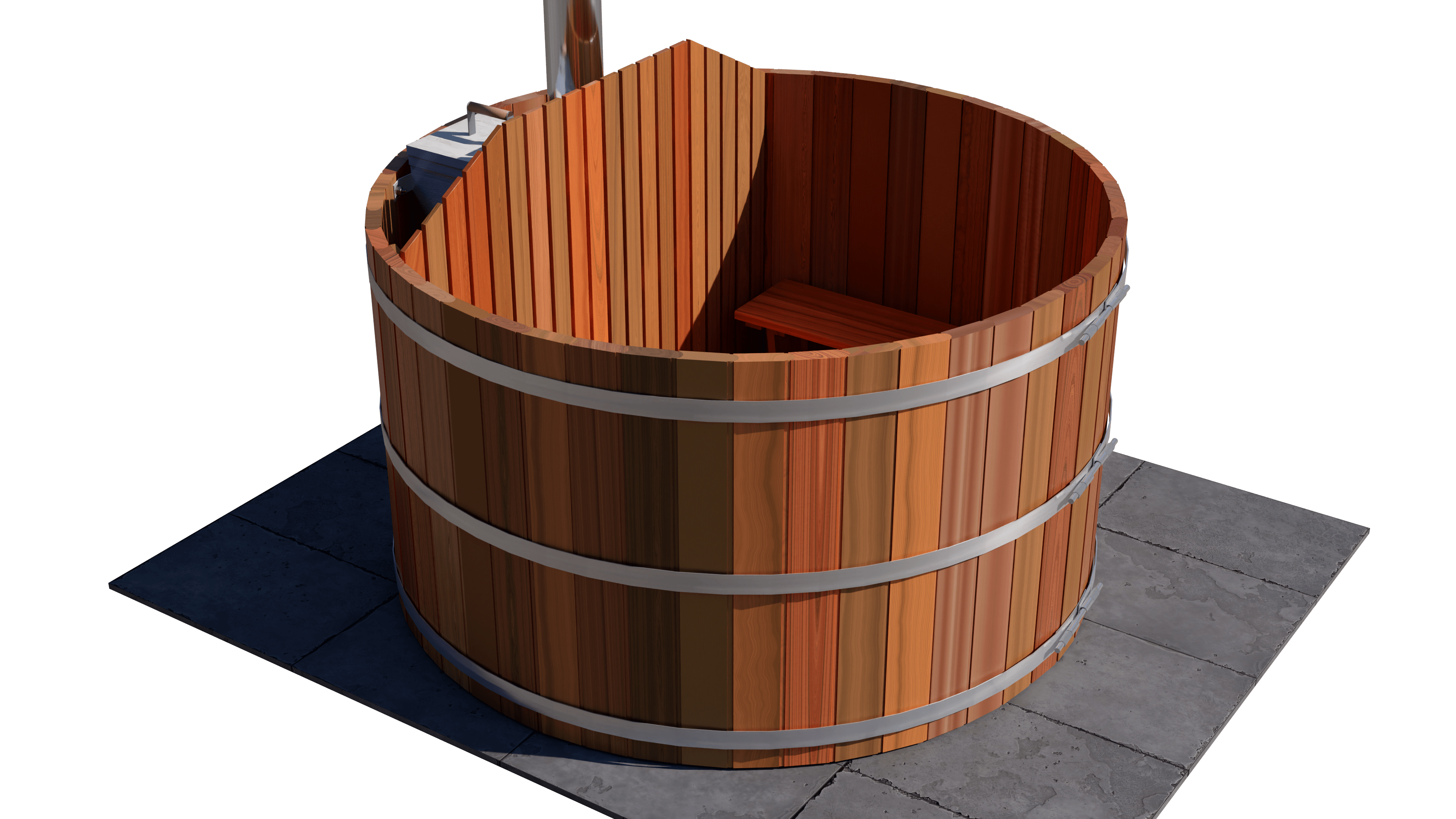 4 Person Wood Fired Hot Tub - Interior Stove