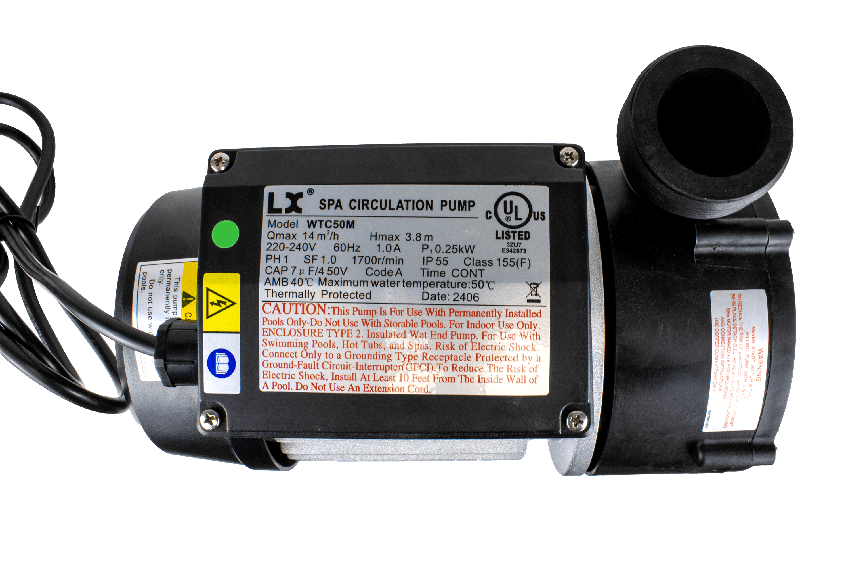 LX WTC-50 Spa Circulation Pump - 1 Speed - 240V - 1.5"