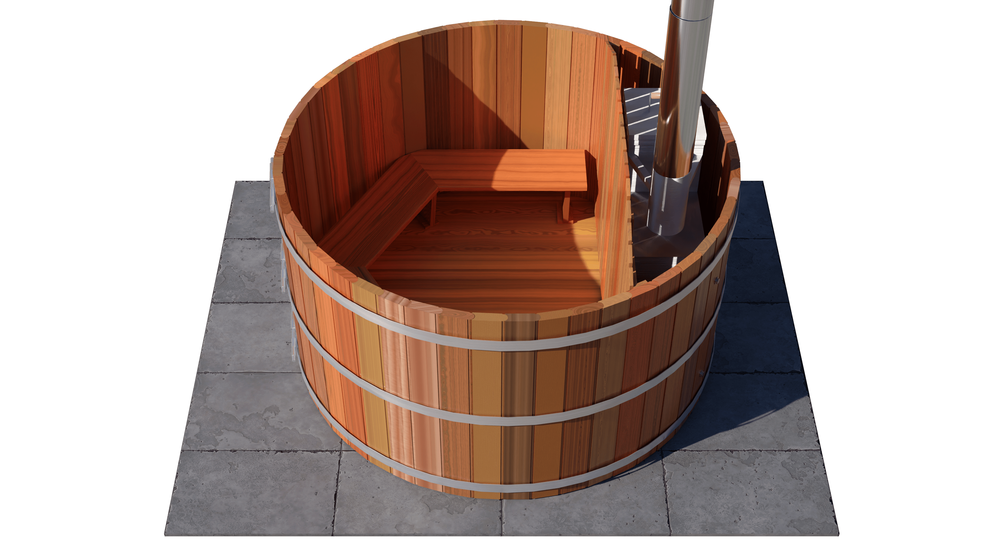 4 Person Wood Fired Hot Tub - Interior Stove