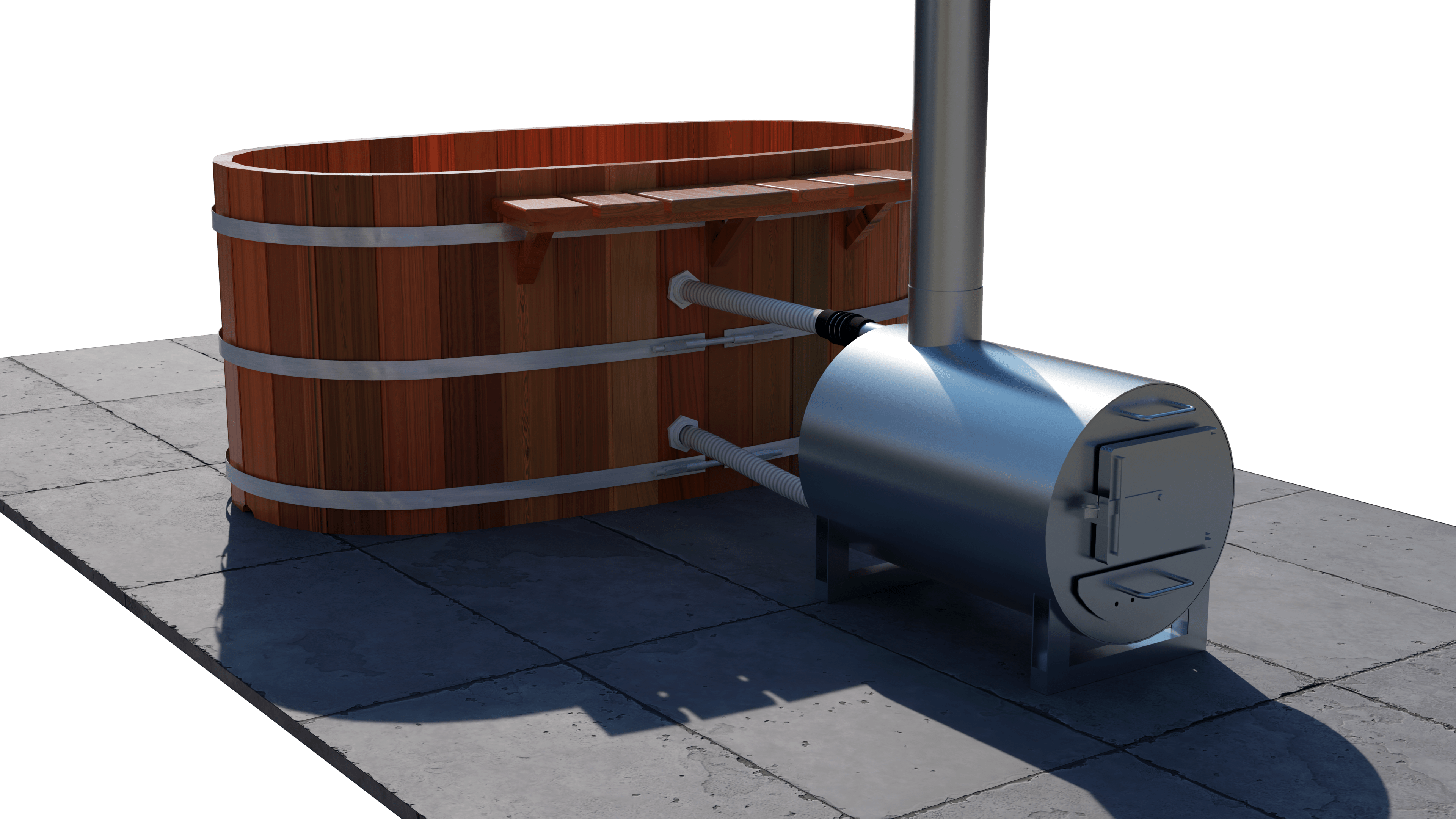 2 Person Wood Fired Ofuro Tub – External Stove