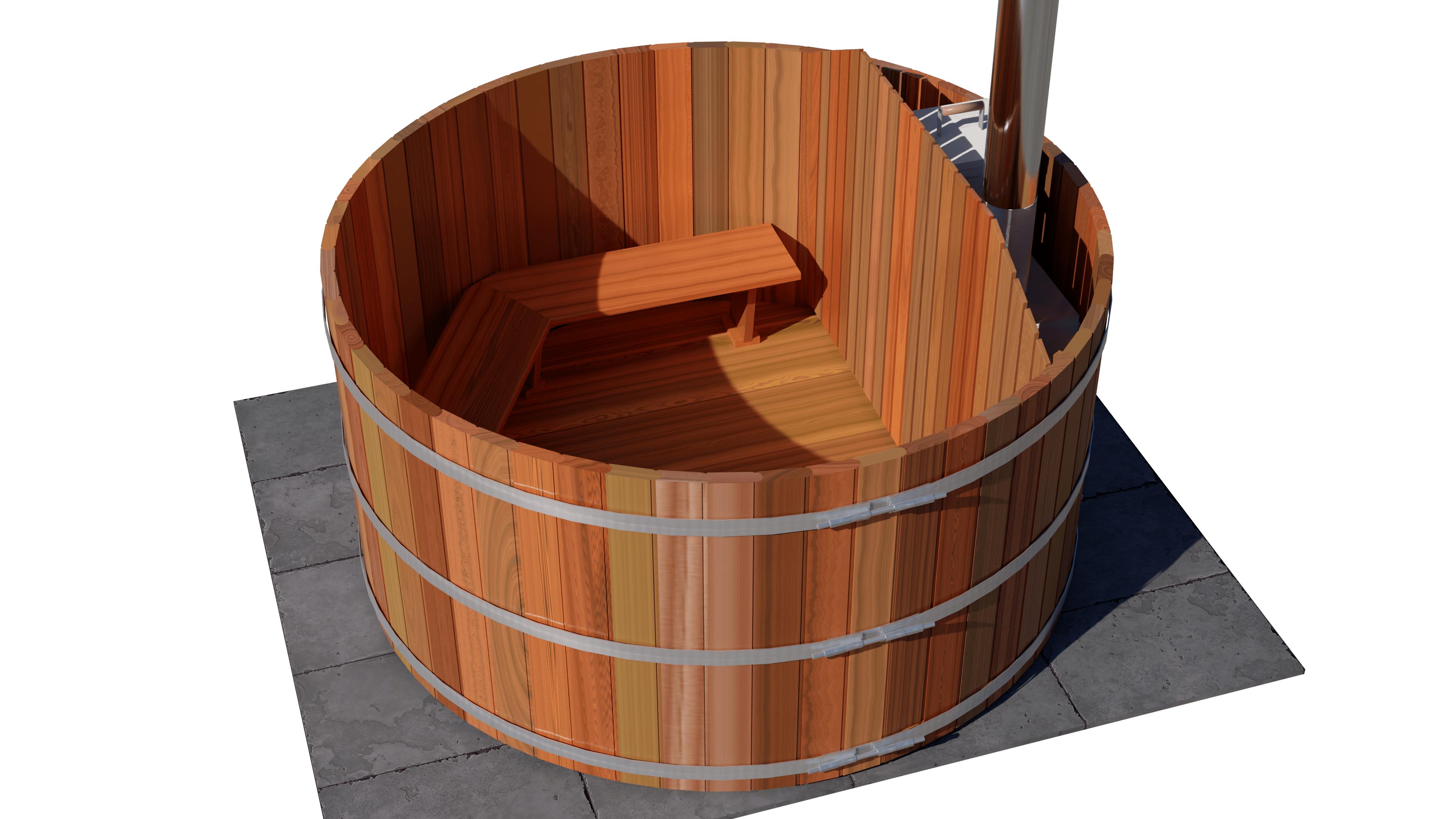 6 Person Wood Fired Hot Tub - Interior Stove