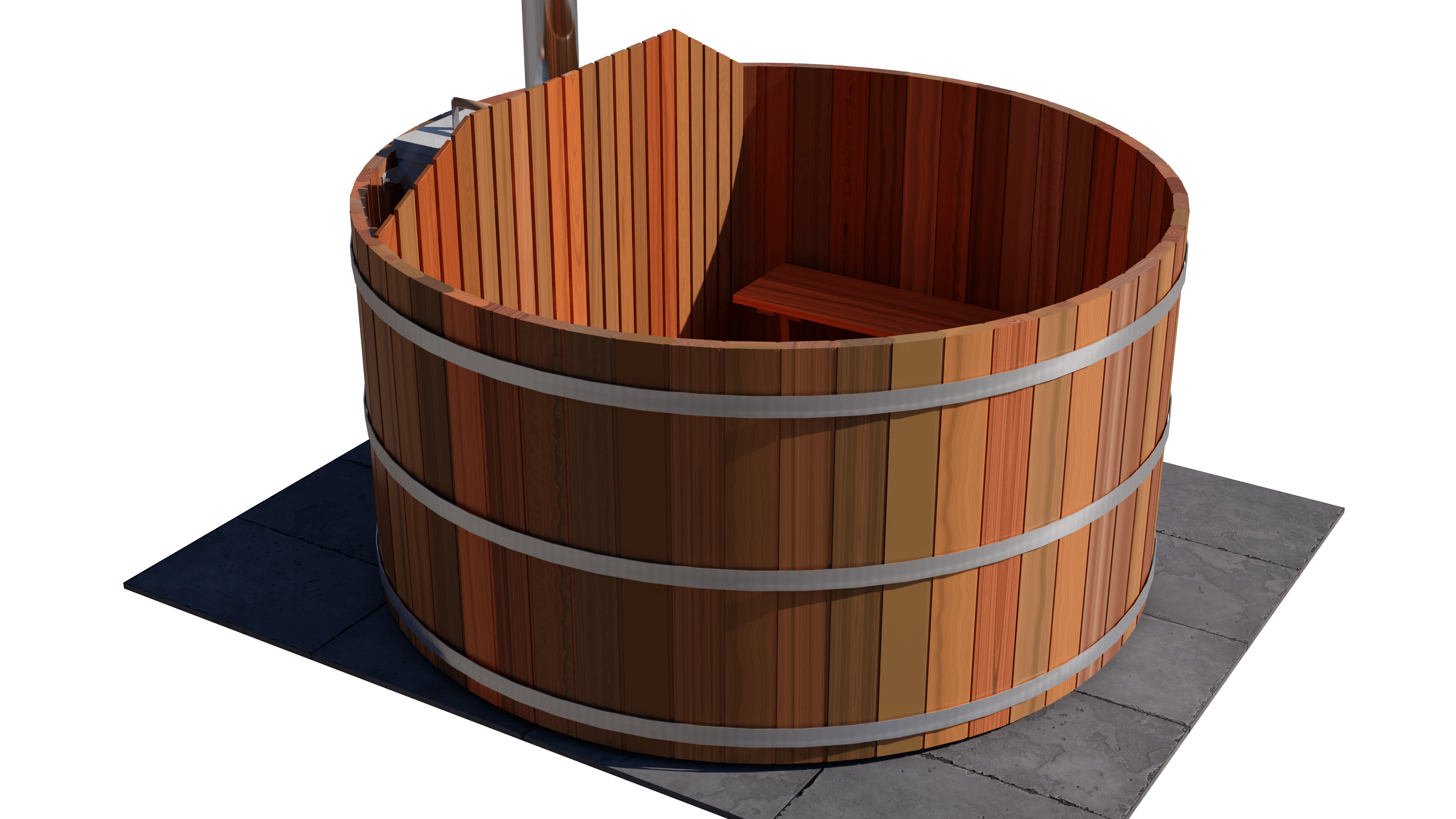 6 Person Wood Fired Hot Tub - Interior Stove