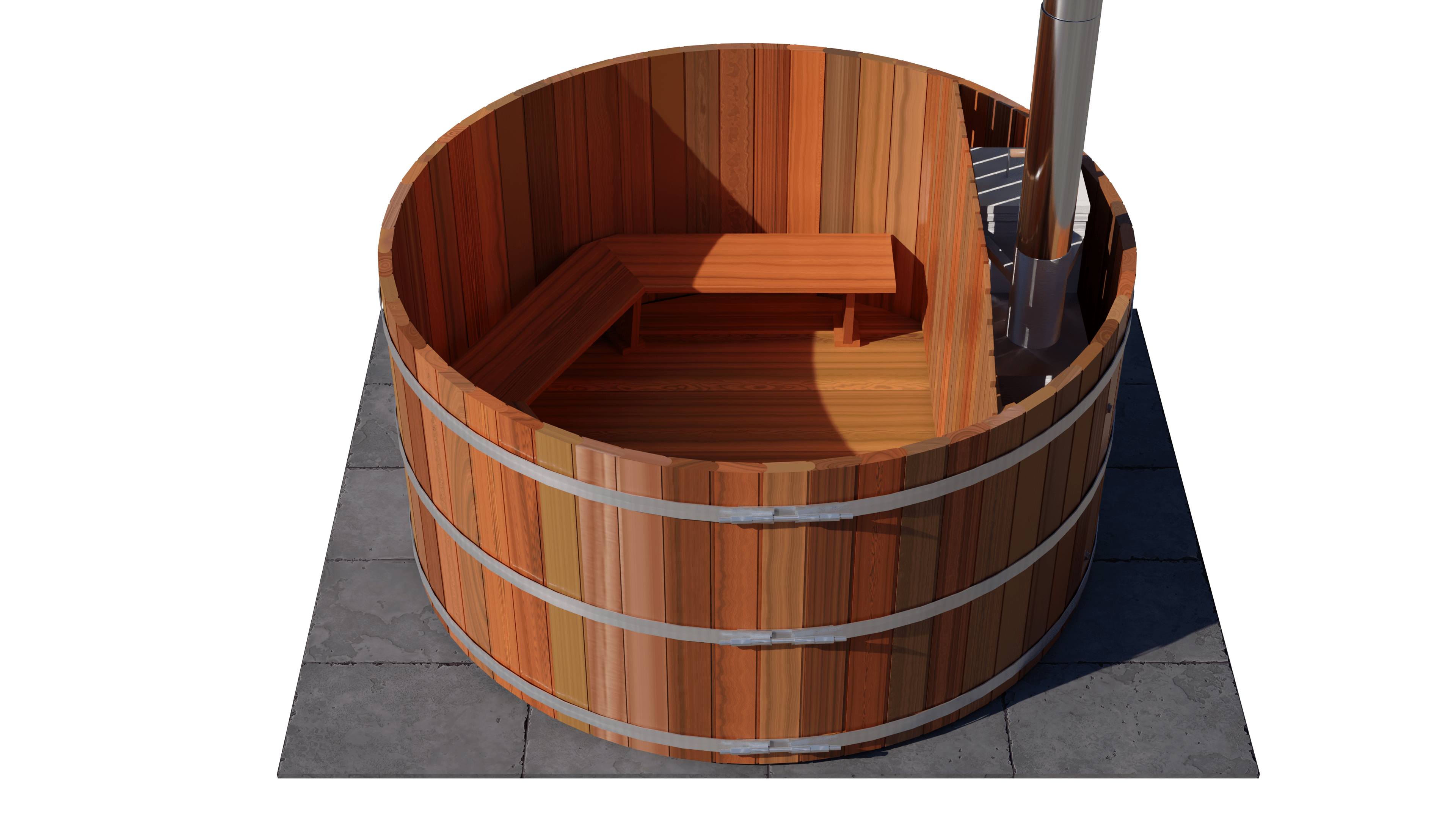 6 Person Wood Fired Hot Tub - Interior Stove